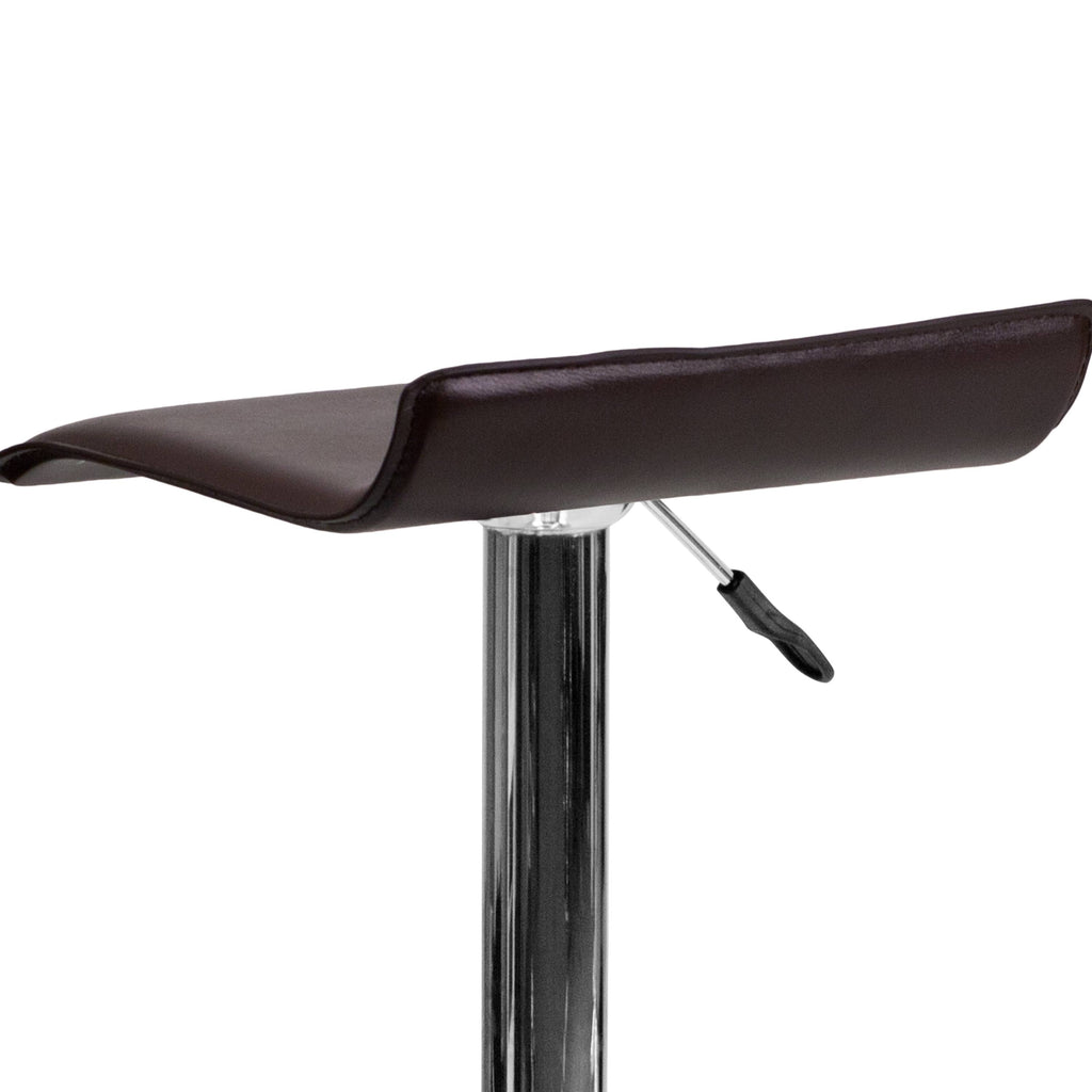 Black Vinyl Adjustable Height Barstool with Chrome Base H6138