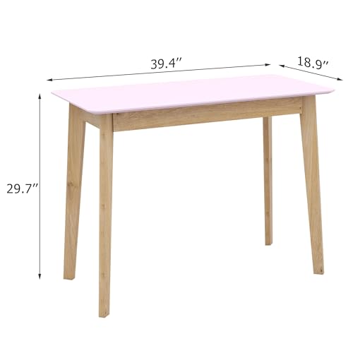 Pink Vanity Desk with Solid Rubber Wood Legs L272324