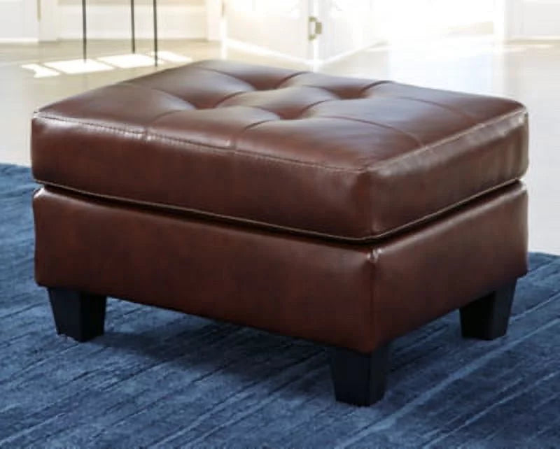 Walnut Leather Ottoman Q577278