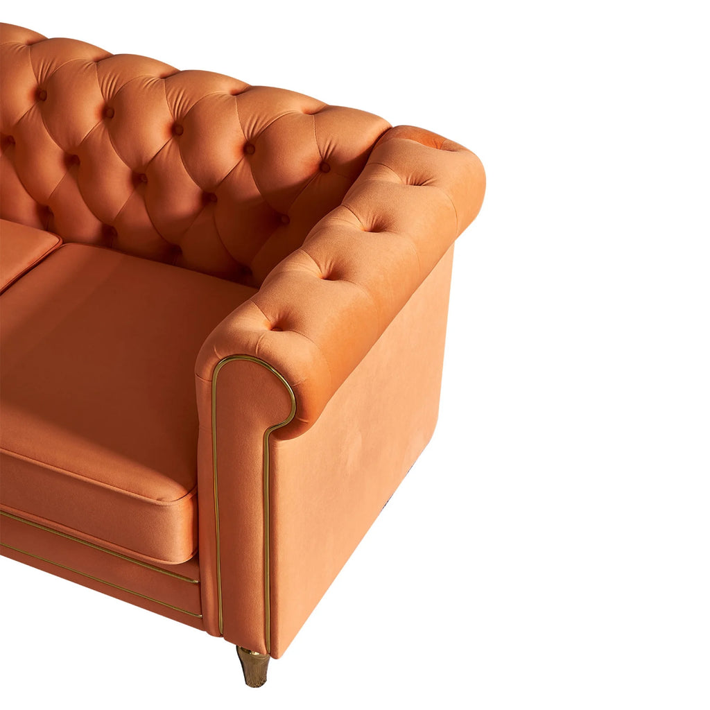 Orange Velvet Sofa 84.65 inch E534