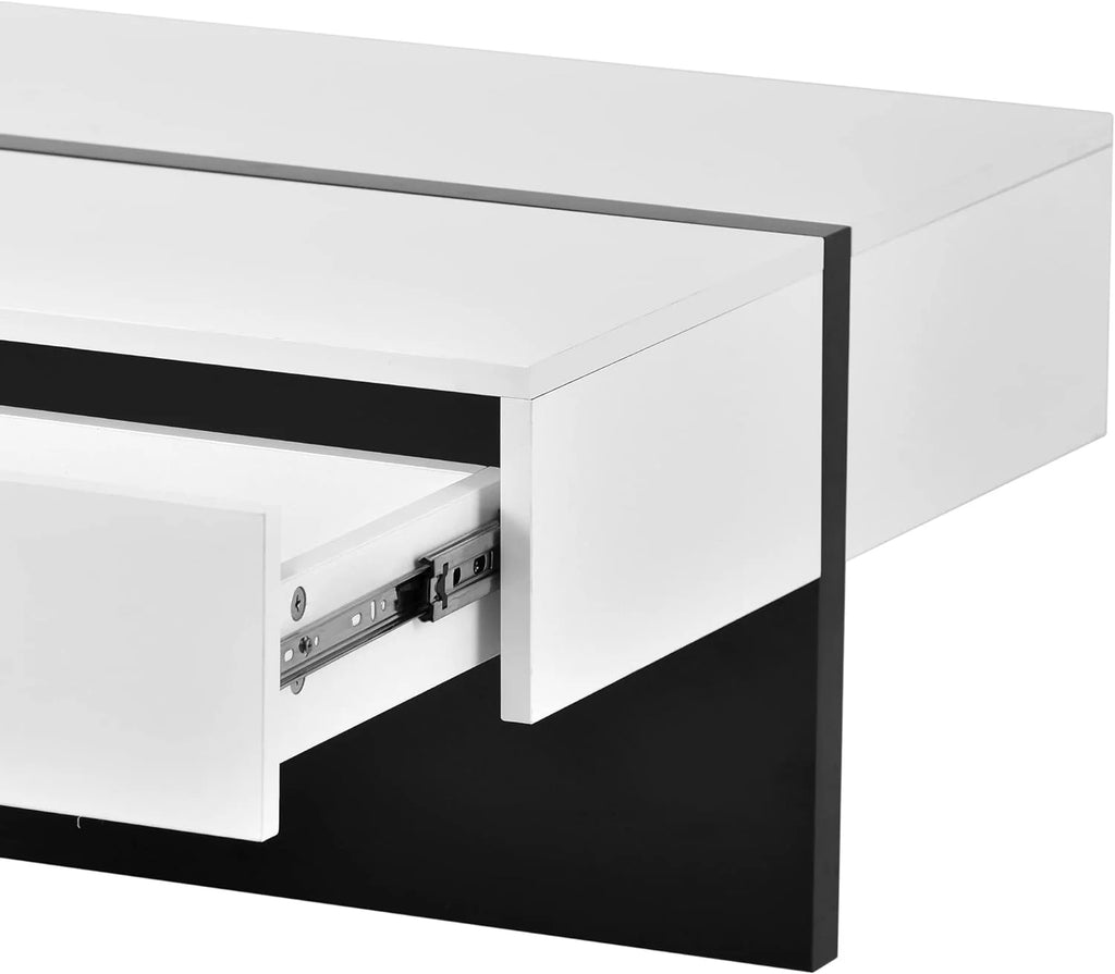 Rectangle Coffee Table with Large Drawer, High Gloss White G5771