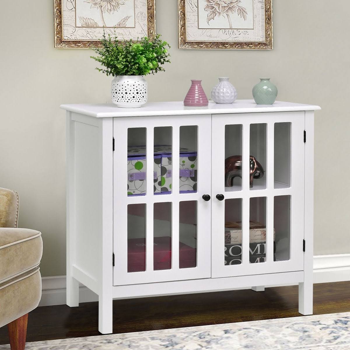 Glass Door Sideboard Console Storage Cabinet W532343