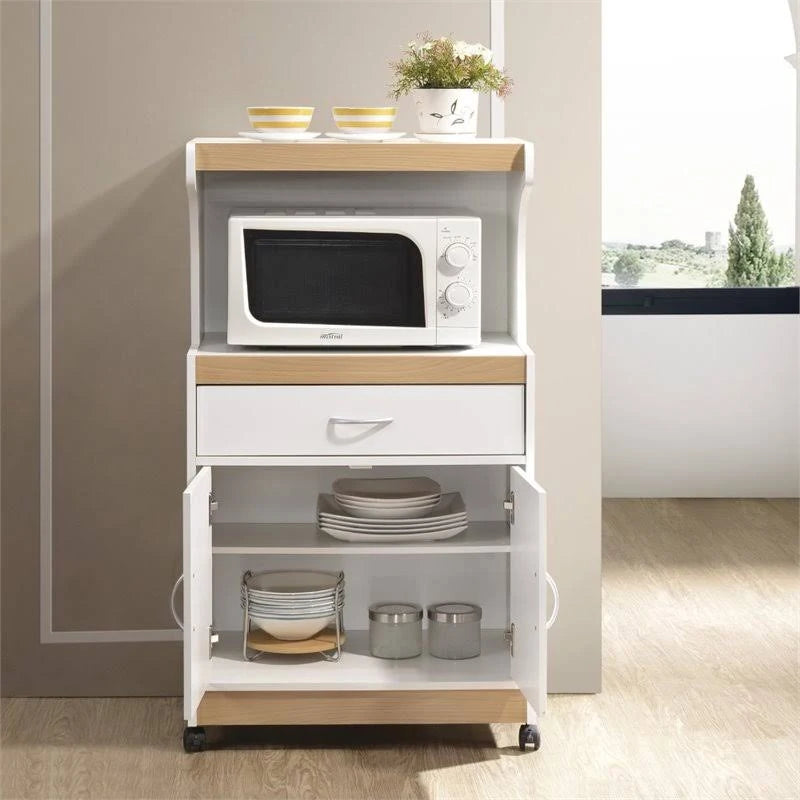 White Microwave Kitchen Cart X8038