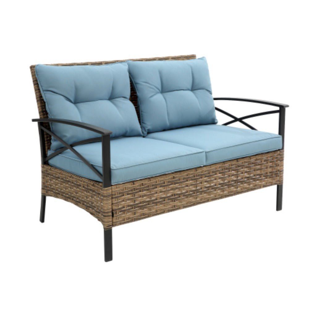 4 Piece Rattan Wicker Outdoor Corner Sofa Set with Cushion M120