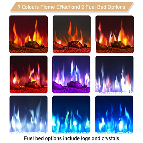 50" W 3 in 1 Electric Fireplace, Freestanding, Wall Mounted, Recessed, Remote Control F4861