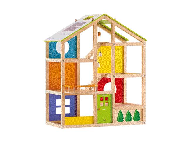 6 Room Wooden Dollhouse Bundle with Wooden Family Play Toy Car B68525