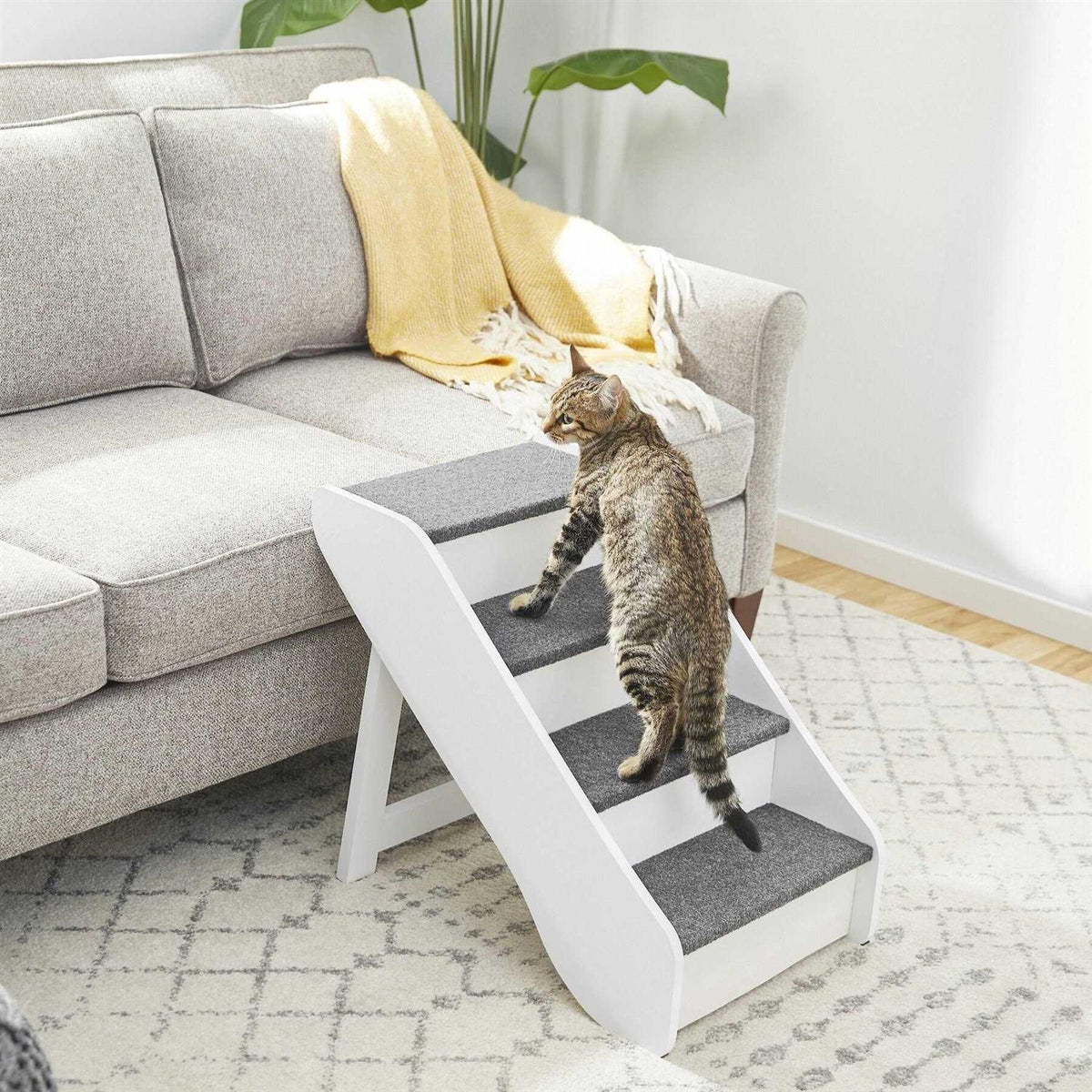 Foldable Wood Carpeted Pet Stairs A642582