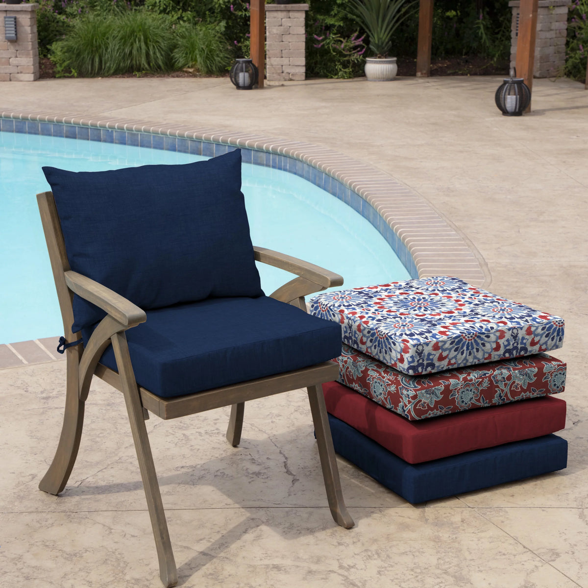 Sapphire Blue Outdoor Dining Chair Cushion Set 21 x 21 J403796