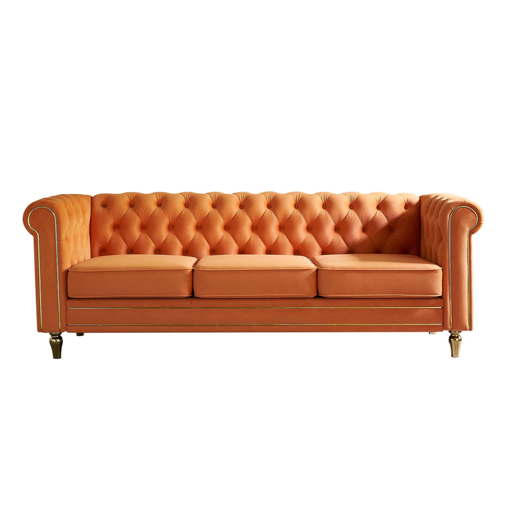 Orange Velvet Sofa 84.65 inch E534