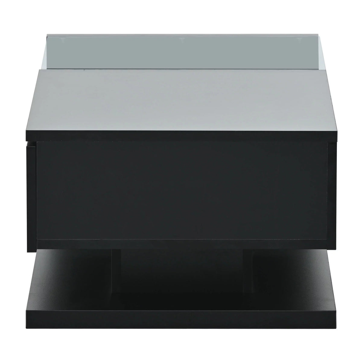 39.3" Black 2-Tier Coffee Table with Tempered Glass W869