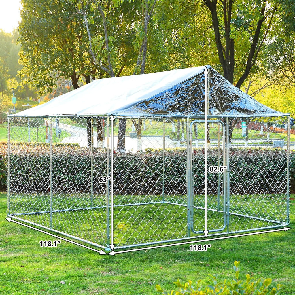Large Outdoor Dog Kennel with Roof Heavy Duty W5881