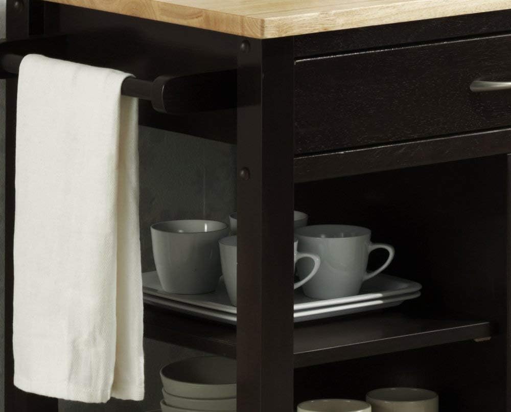 Black and Natural Kitchen Cart N24648