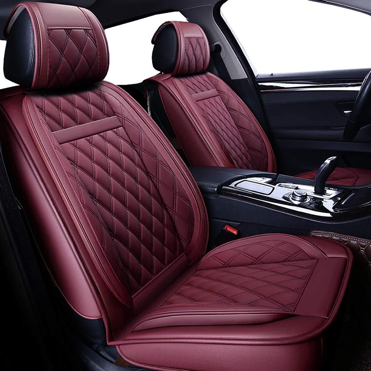 5 Car Seat Covers Full Set Waterproof Faux Leather Black N539