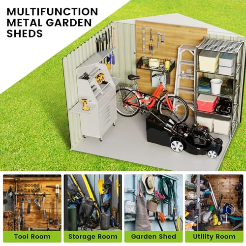 8FT x 6FT Metal Outdoor Storage Shed with Door Lock X67071