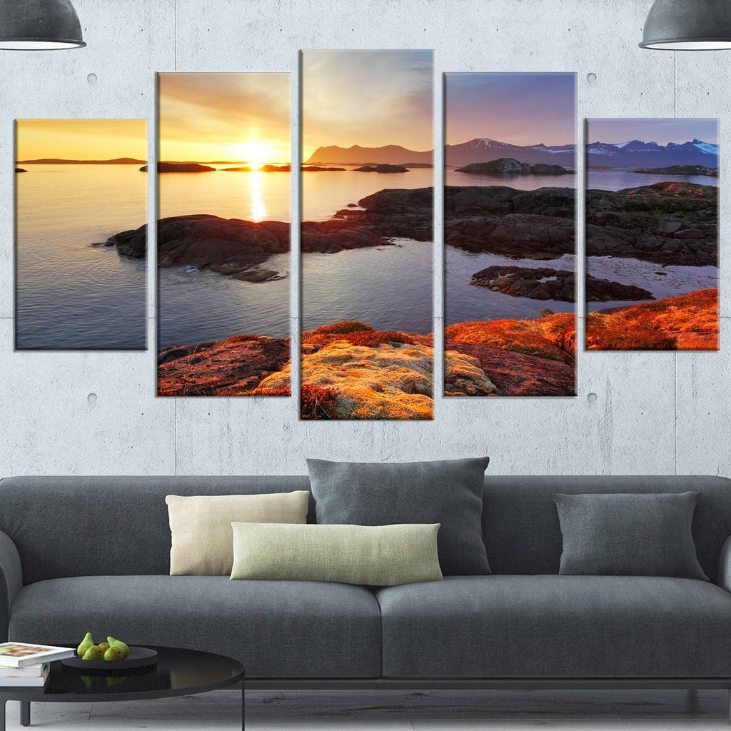 Ocean Coast Sunset in Norway Canvas Artwork Print F61965
