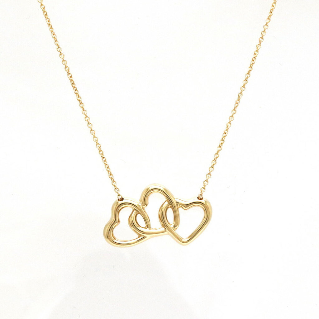 Tiffany Triple Open Heart Pendant Necklace Yellow Gold Q2341