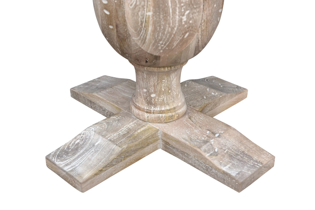 Handmade Marble and Solid Wood Pedestal End Table D8955