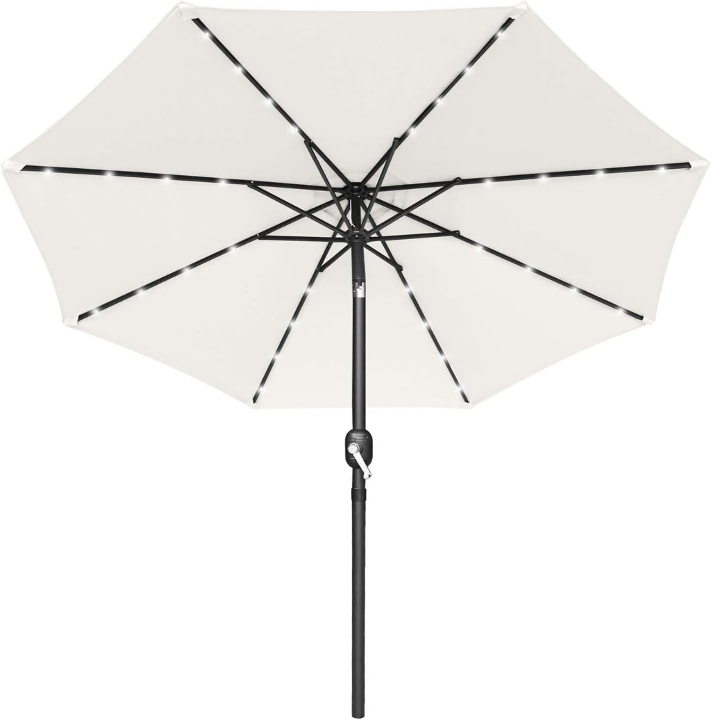 7.5ft Khaki Patio Umbrella with 32 Solar LED Lights O72934