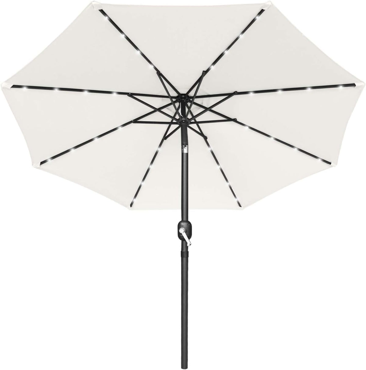 7.5ft Khaki Patio Umbrella with 32 Solar LED Lights O72934