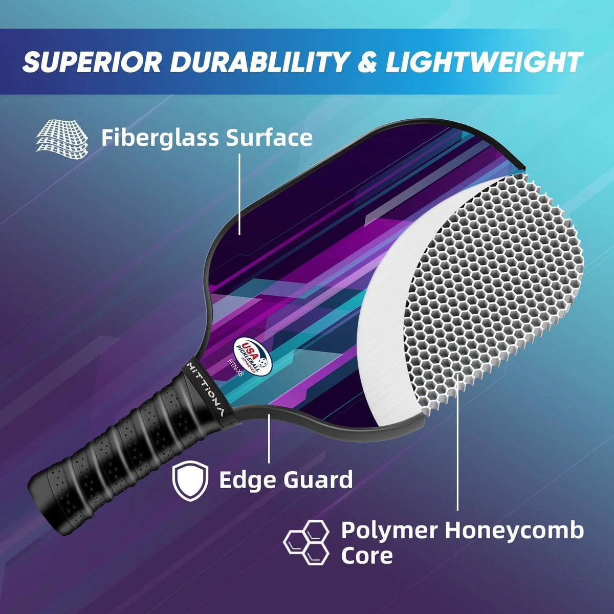 Fiberglass Pickleball Paddles Set of 4 R530601