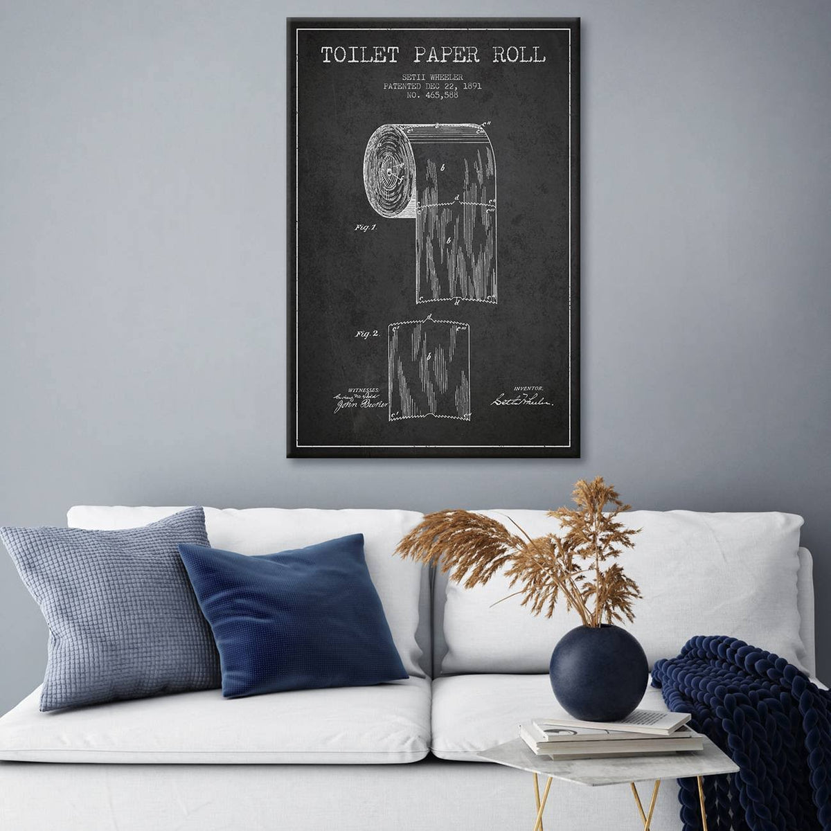 Charcoal Patent Blueprint Canvas Print U875