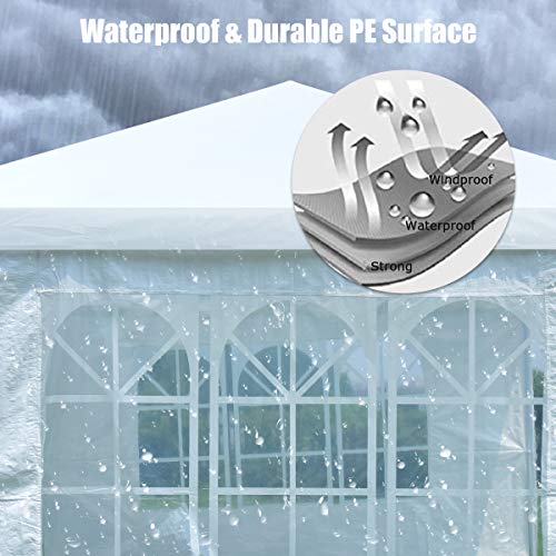 10'x20' White Canopy Tent with 6 Removable Sidewalls Q779