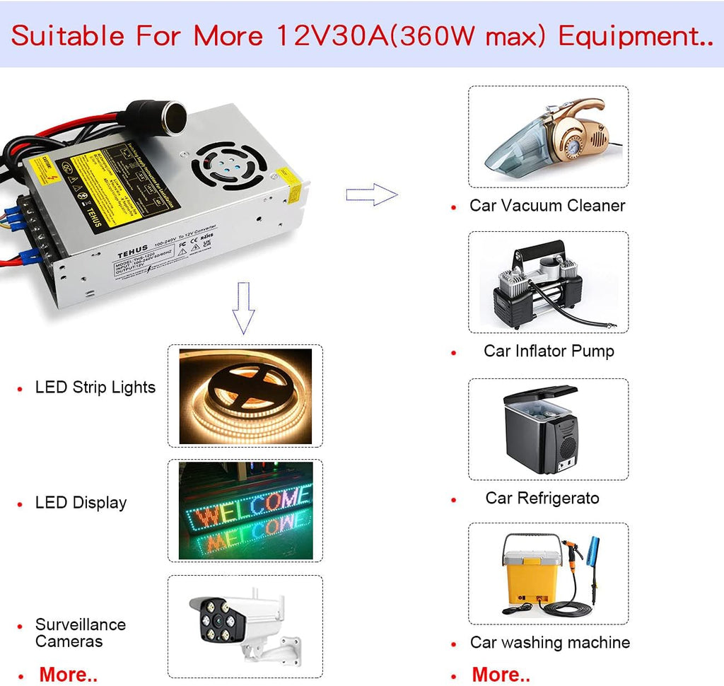 110V/220V to DC 12V 30A 360W Switching Power Supply W4561