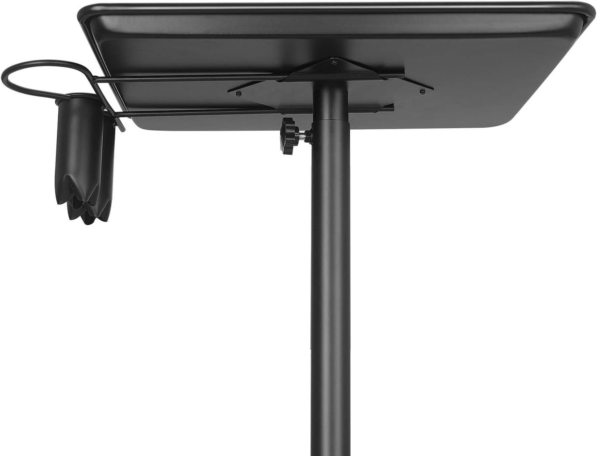 Black Height Adjustable Aluminum Salon Tray Cart U2079