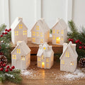 Set of 6 White Ceramic Christmas Village Houses H400481