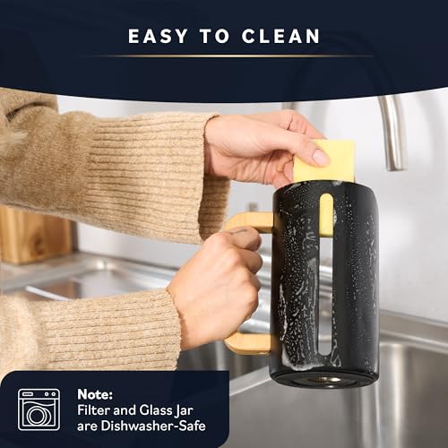 34 oz French Press Coffee Maker with Bamboo Wood Handle Borosilicate Glass R6372