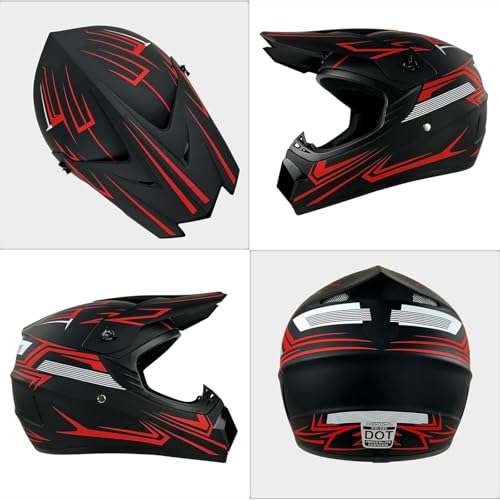 Kids Motocross Helmet with Goggles Gloves Mask C812