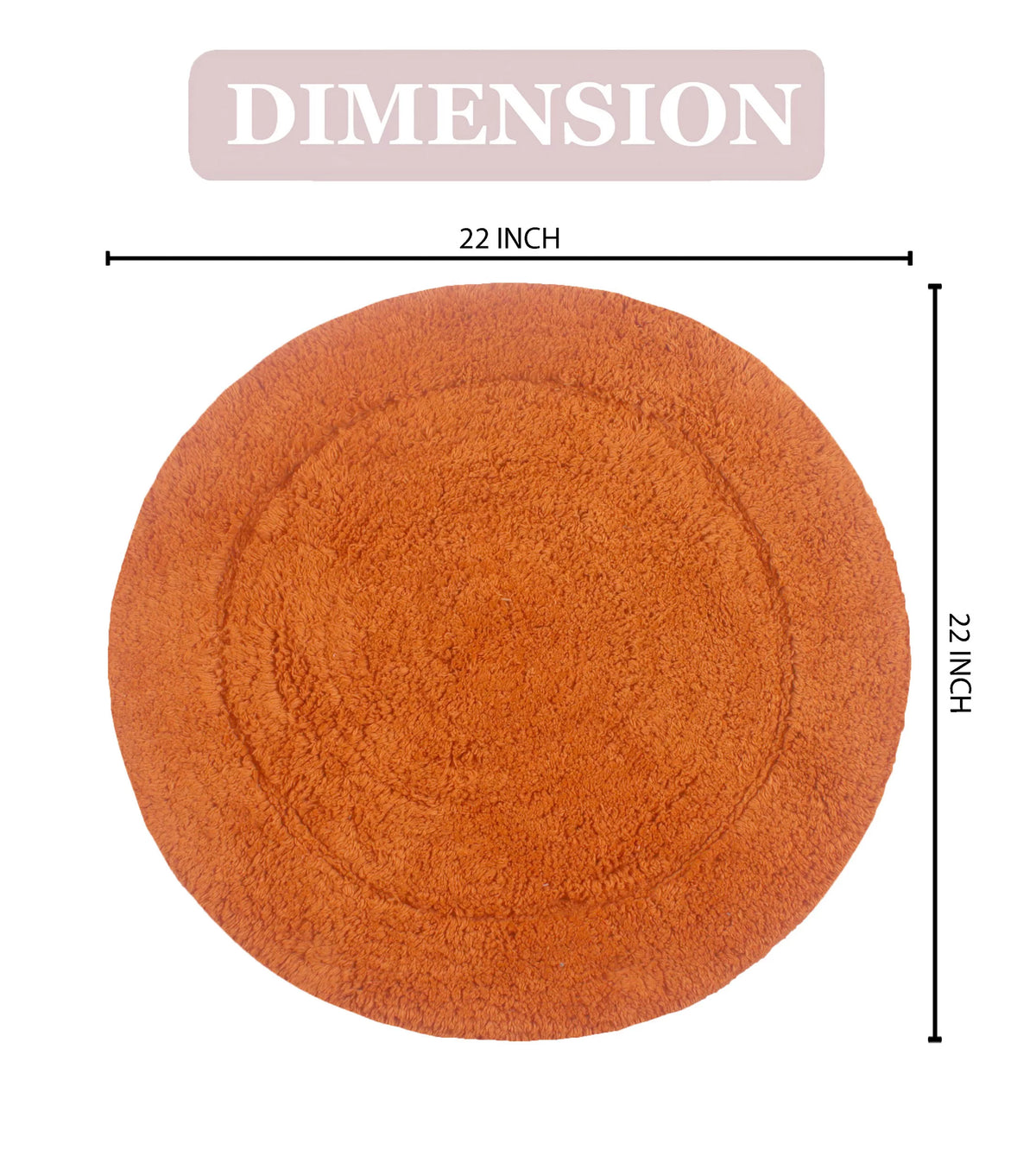 100% Cotton Tufted Bath Rug, 22" Round, Terracotta T29762