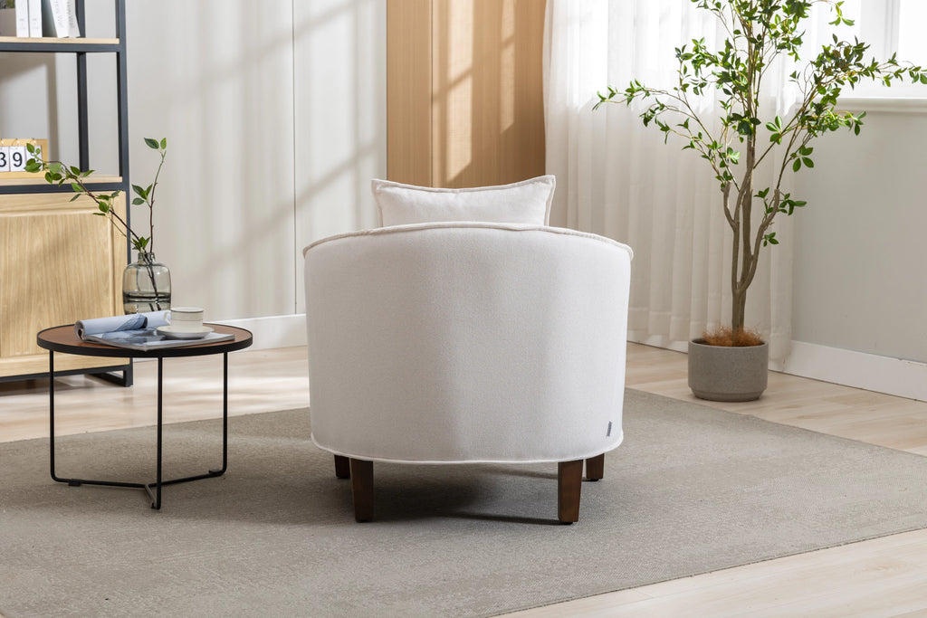 Beige Linen Upholstered Accent Chair with Ottoman R922