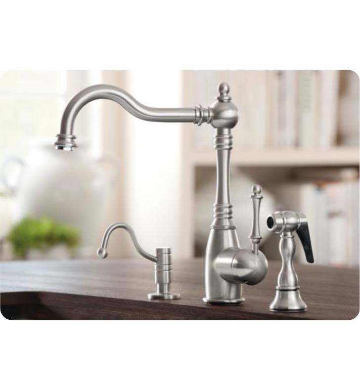 Satin Nickel Kitchen Faucet with Side Spray F7594