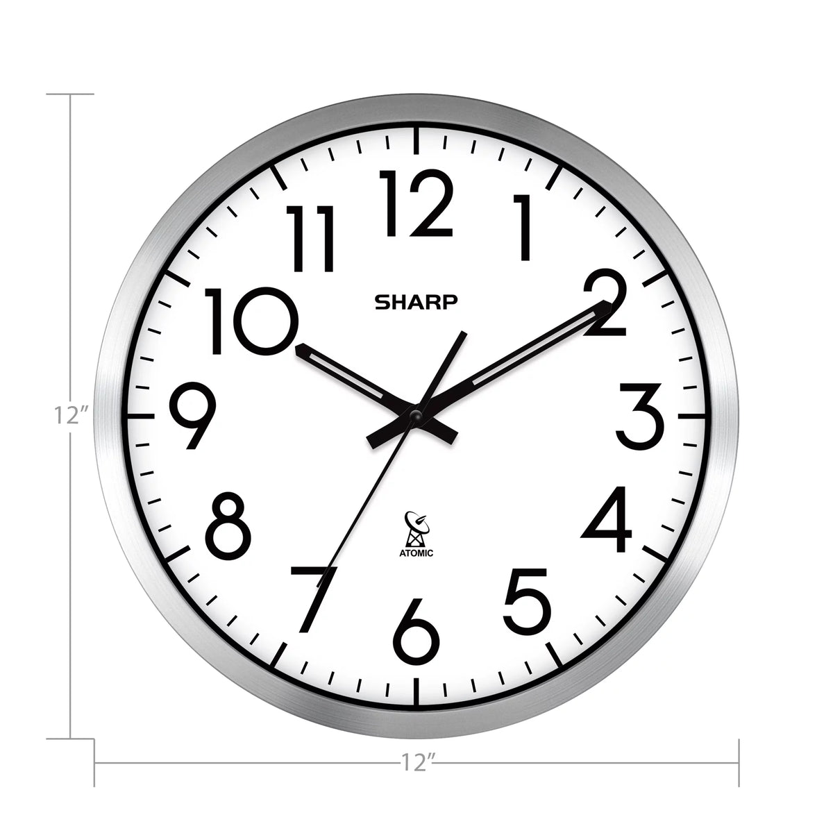 Silver Brushed Finish 12" Wall Clock L9792