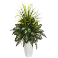 Green Artificial Plant in White Planter E542
