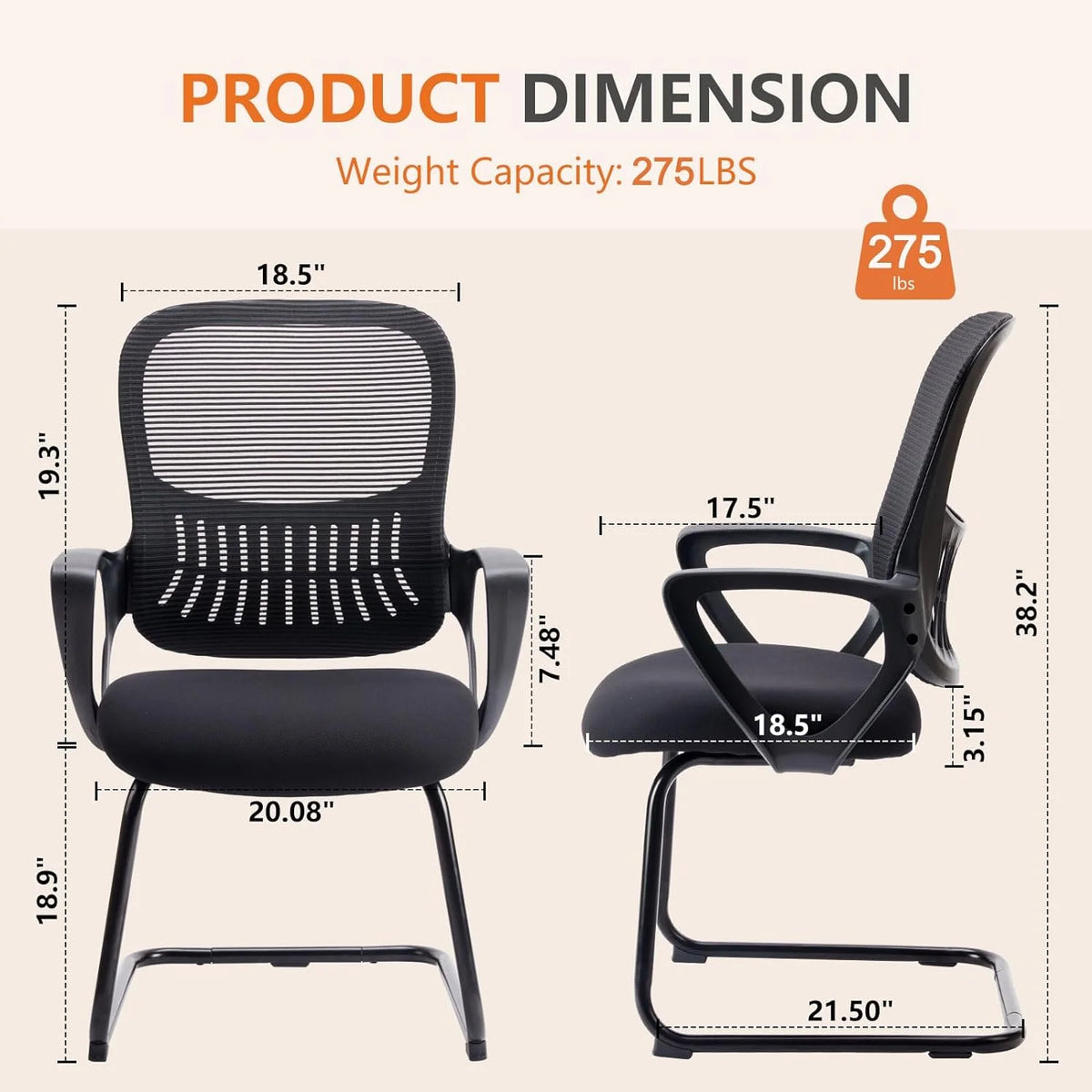 Black Mesh Ergonomic Computer Desk Chair Set of 2 D3752