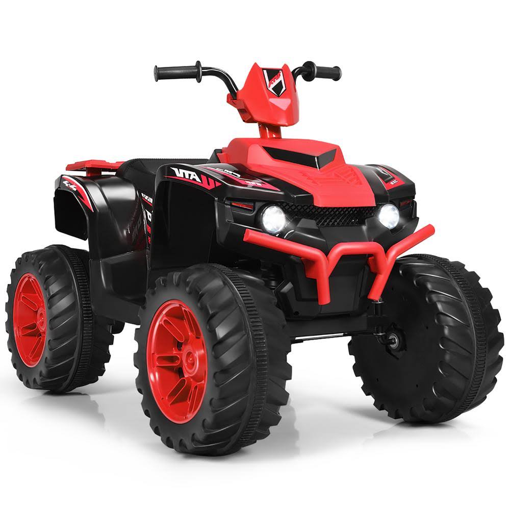 Red 12V Kids ATV Quad Ride on Car with LED Lights Music USB Y652