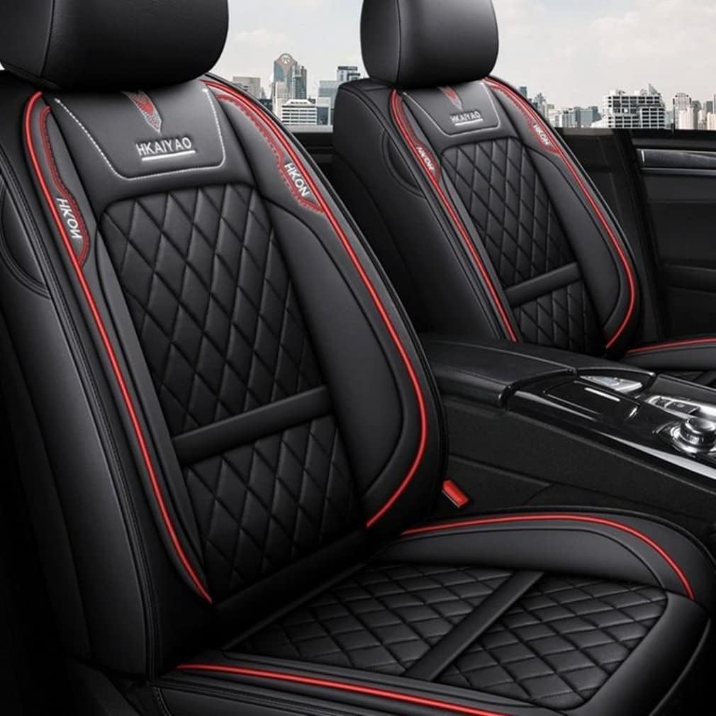5 Car Seat Covers Full Set Waterproof Faux Leather Black N539