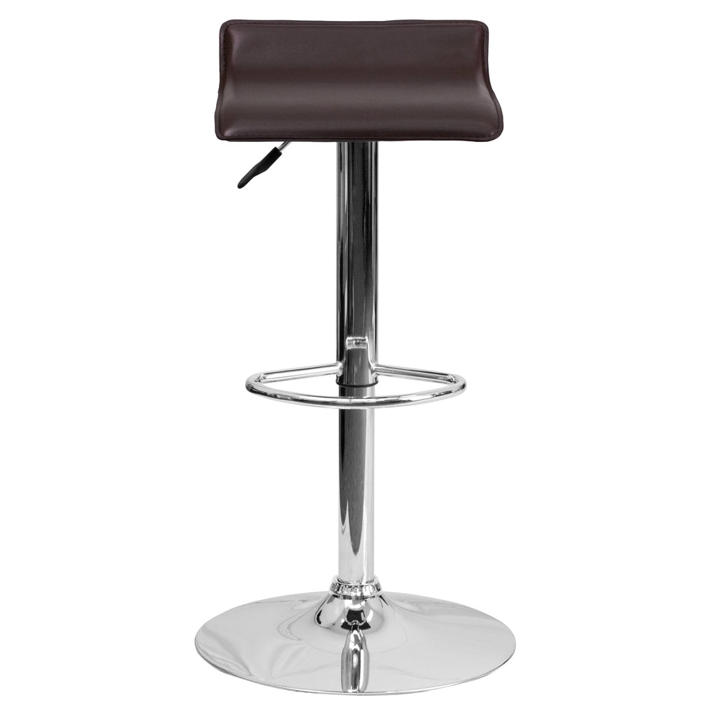 Black Vinyl Adjustable Height Barstool with Chrome Base H6138
