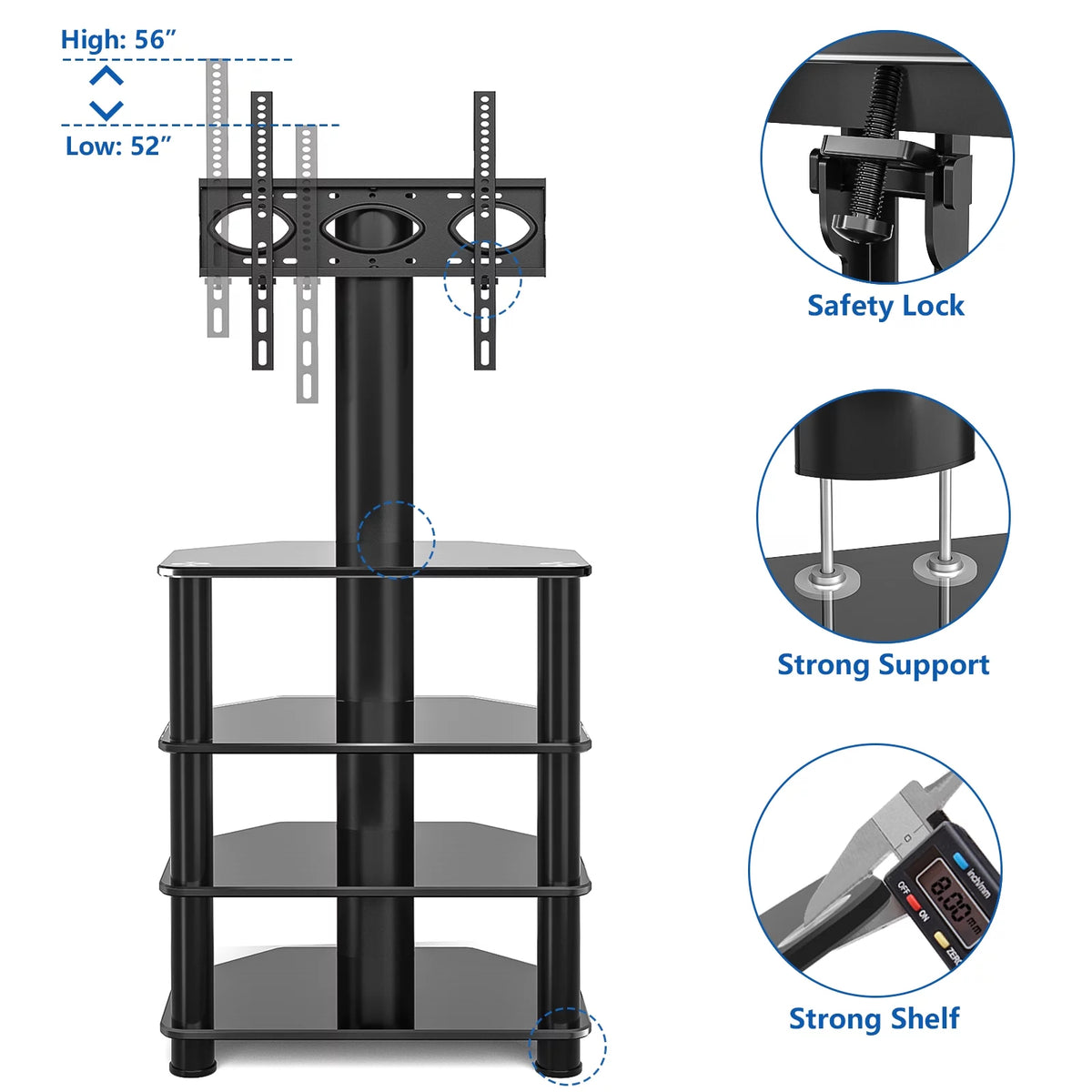 Corner TV Stand up to 70 inch with Swivel Mount Q6527