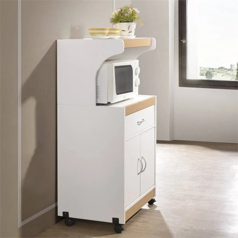 White Microwave Kitchen Cart X8038
