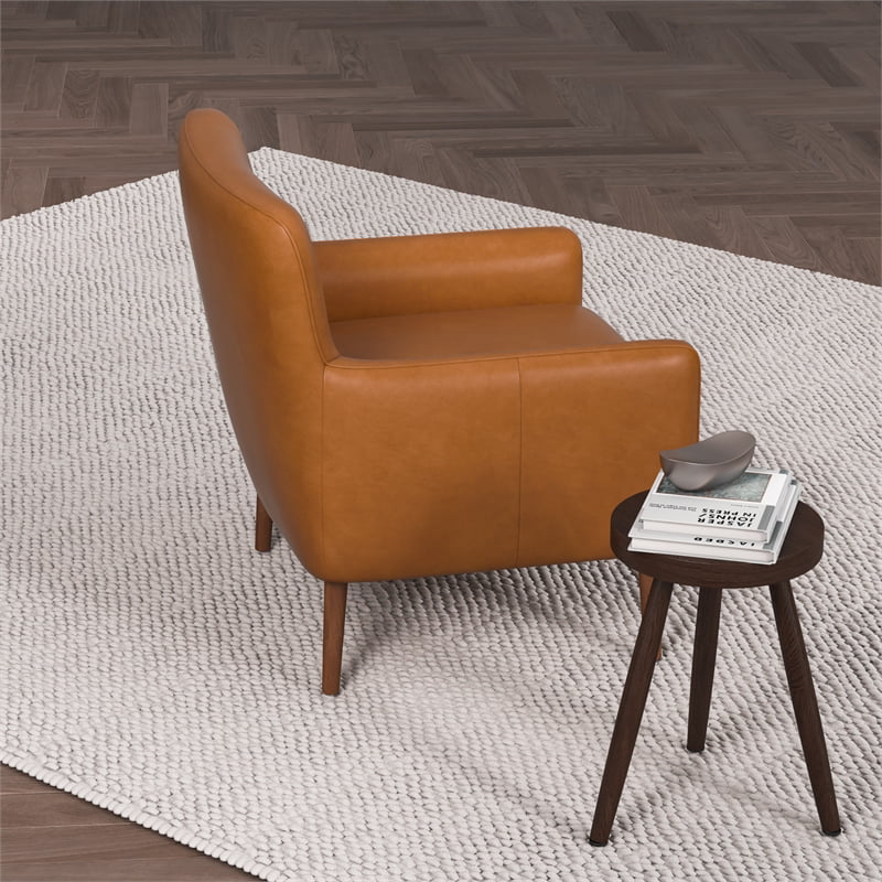 Tan Leather Tufted Accent Armchair Y2390