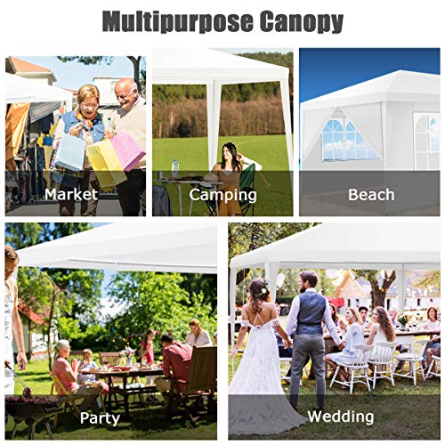 10'x20' White Canopy Tent with 6 Removable Sidewalls Q779