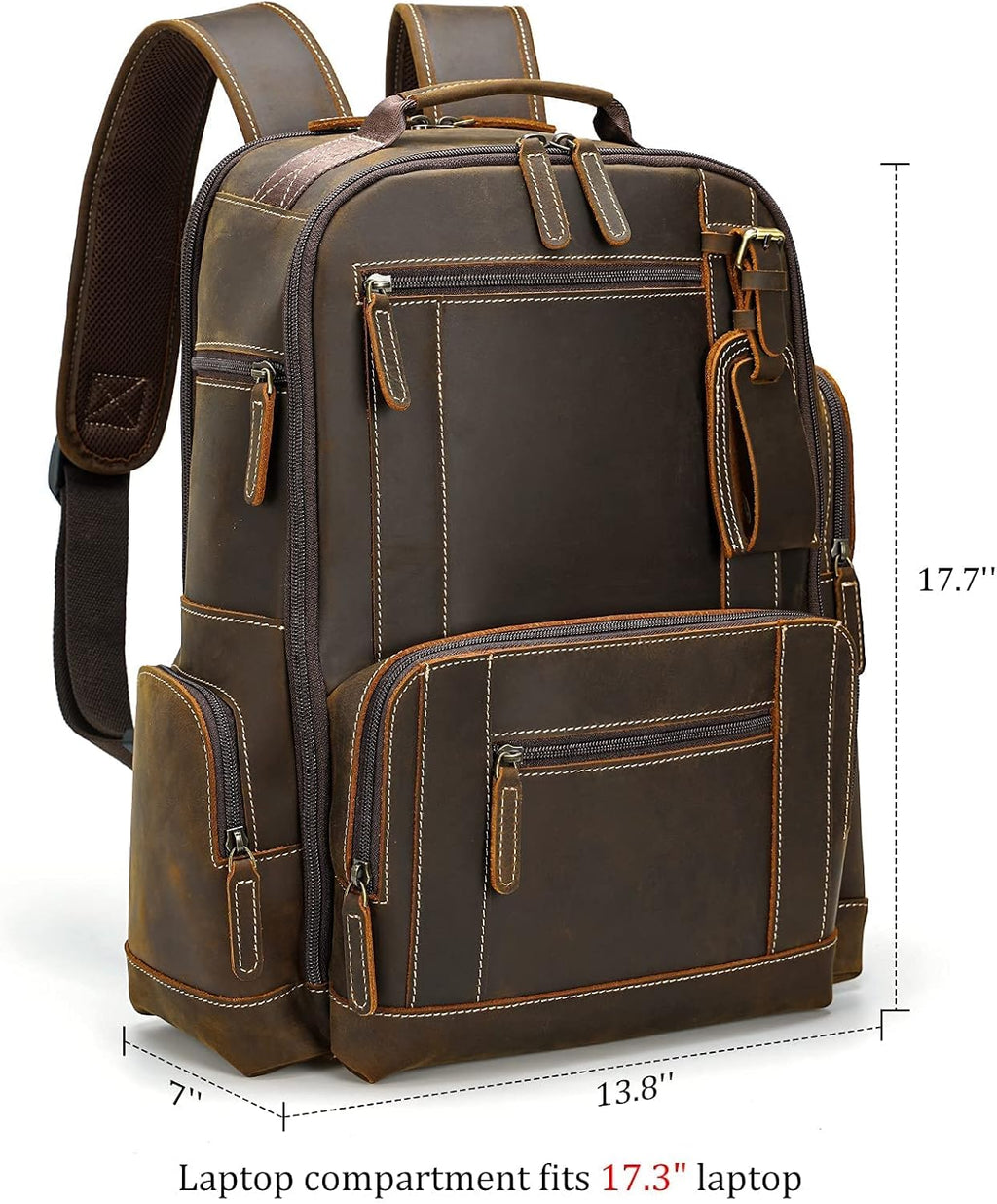 Vintage Full Grain Leather 15.6 Inch Laptop Backpack G321