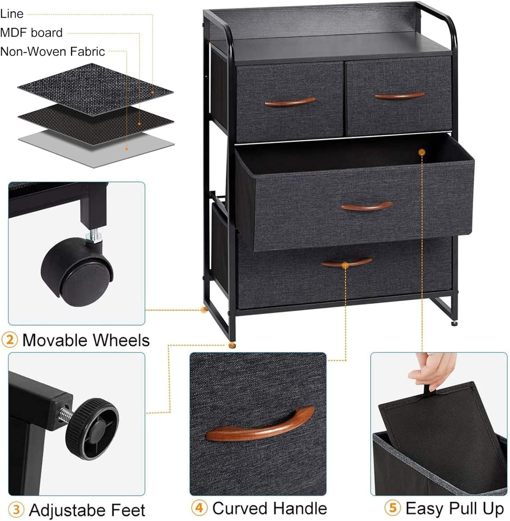 Grey 9 Drawer Dresser with Steel Frame and Wooden Top M524