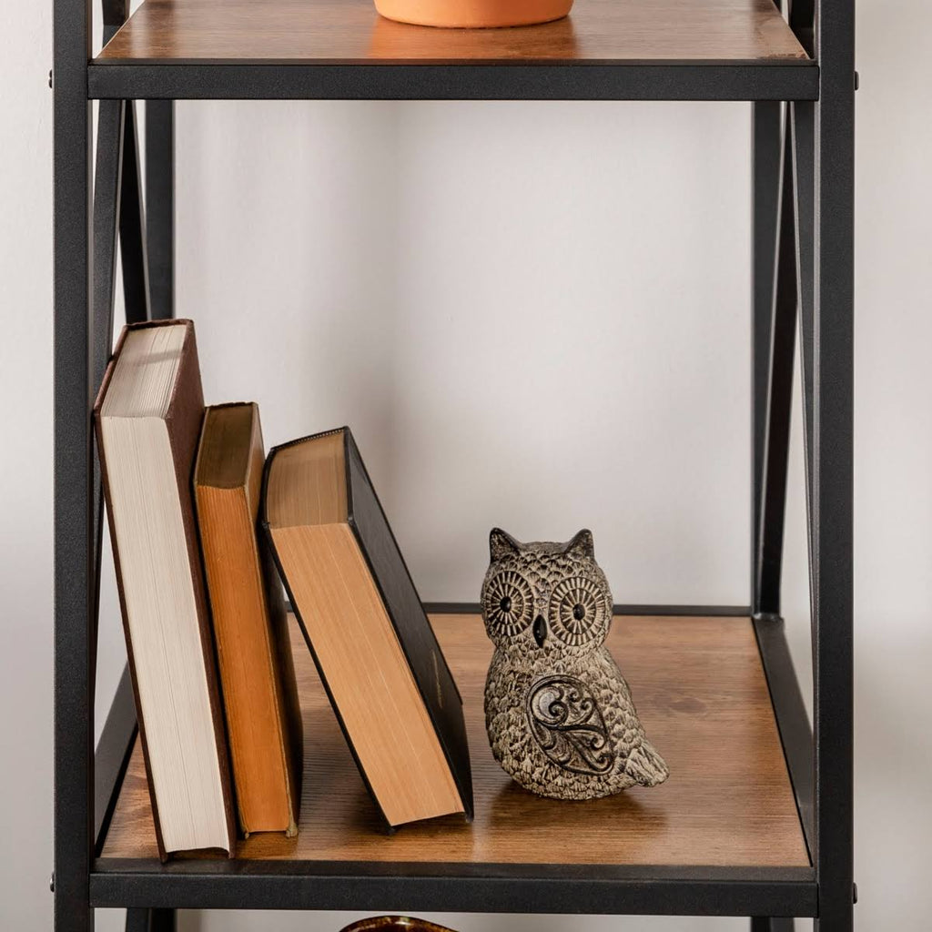 Brown Metal Wood Bookcase F54449