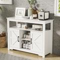 White Farmhouse Kitchen Buffet Storage Cabinet with Doors and Adjustable Shelves F536