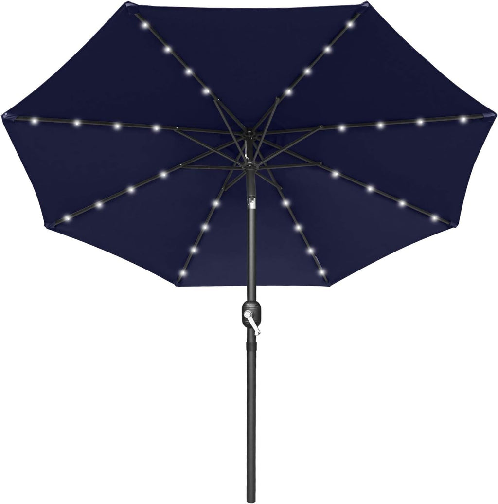 7.5ft Khaki Patio Umbrella with 32 Solar LED Lights O72934