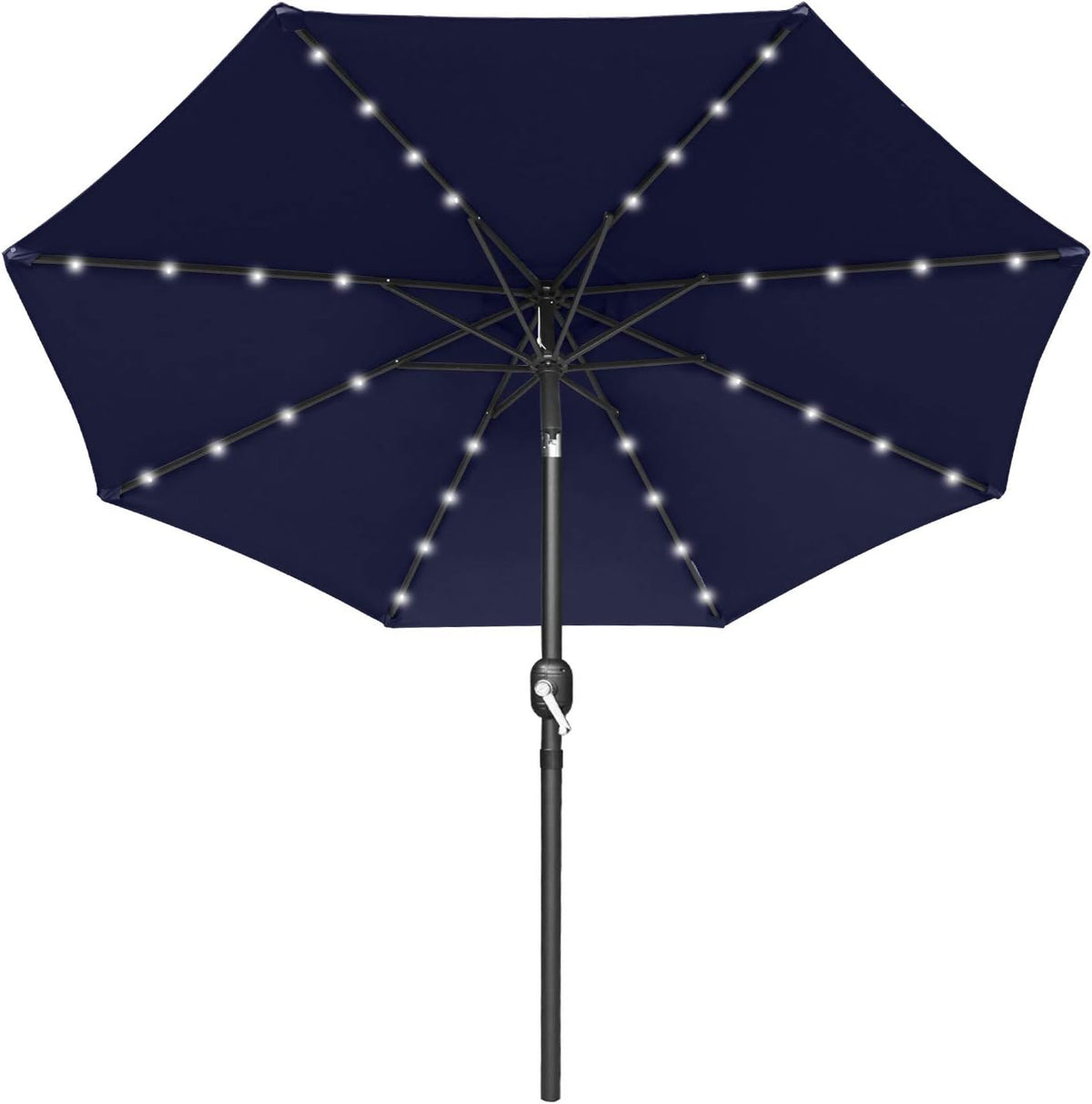 7.5ft Khaki Patio Umbrella with 32 Solar LED Lights O72934